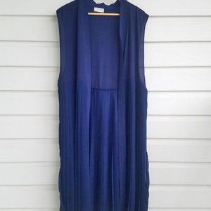NEW FreePeople Navy Blue Long Sheer pleated Vest
